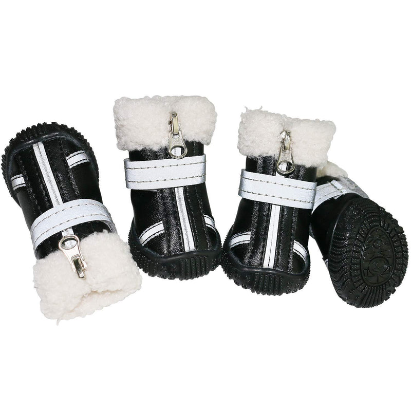 [Australia] - payanwin Dog Boots Paw Protector, Anti-Slip Dog Shoes,Dog Boots Shoes Winter Warm Skidproof Sneakers, for Small Dog #1 Black 