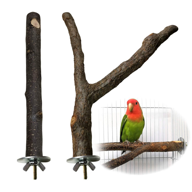 HEEKAME 2 Pack Bird Perch Natural Wood Fork Stand Perch,Pet Bird Cage Hammock Swing Toy,Wooden Hanging Perch Nature Wood Stand Toy Branch for Parrots - PawsPlanet Australia