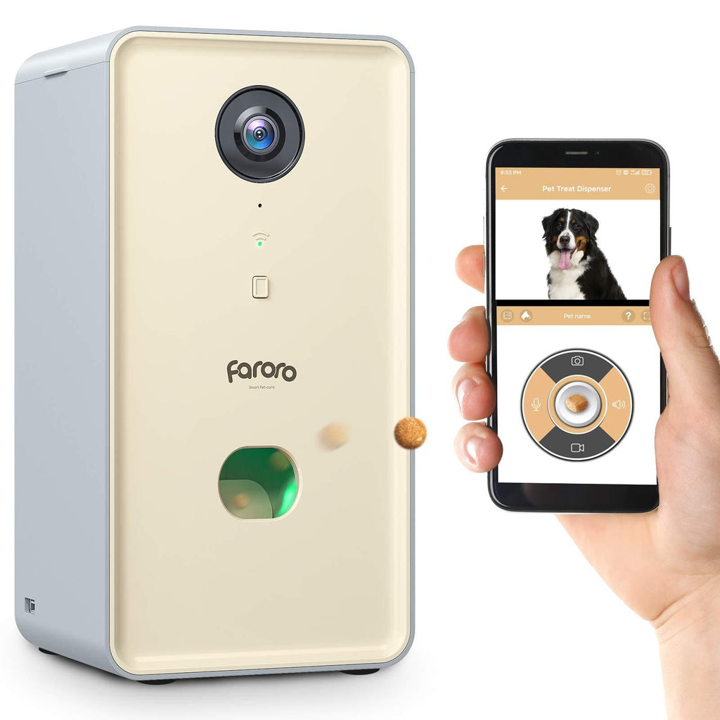 Faroro Dog Camera Treat Dispenser 1080P FHD Night Vision 2.4G WiFi Pet Tossing Camera with 2-Way Audio for Monitoring and Talking with Your Pet Remotely - PawsPlanet Australia