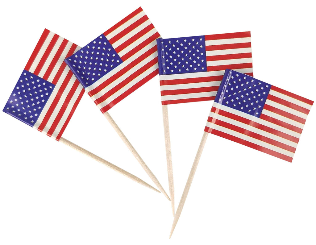 JBCD 200 Pcs USA US Flag Toothpicks American Flags Cupcake Toppers Decorations, Cocktail Toothpick Flag Cake Topper Picks Mini Small Flag Cupcake Pick Sticks United States - PawsPlanet Australia