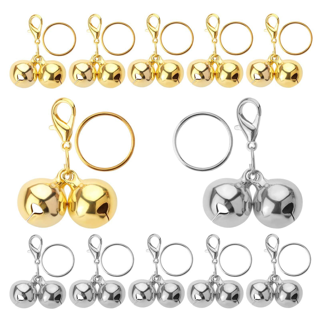 [Australia] - LUTER 12Pcs Pet Collar Bells, Metal Loud Pet Training Bell Charms Pendant for Cats Dogs Necklace Collar (Silver, Gold) 