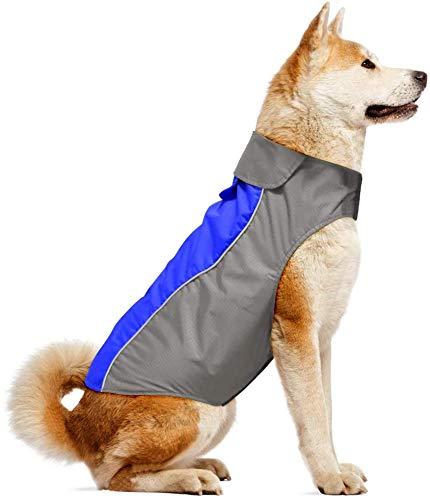 [Australia] - Ezer Dog Raincoat Soft Fleece Lining Reflective Dog Jacket Outdoor Waterproof Sports Dog Coat for Small，Medium，Large Dogs Rain Poncho S- XXXL Blue-S 
