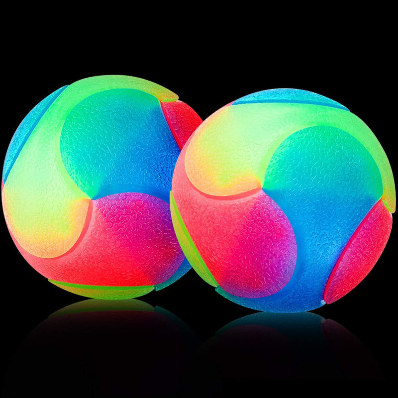 [Australia] - Skylety 2 Pieces LED Light up Dog Balls Flashing Pet Color Balls Glowing Elastic Ball LED Molar Ball Colorful Interactive Toys for Cats, Dogs 