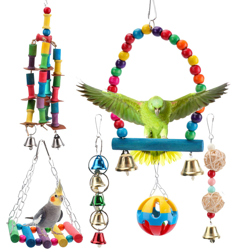 Yesland 6 Pcs Bird Parrot Toys / Bird Swing Chewing Toys, Colorful Pet Bird Cage, Hammock Swing Toy, Hanging Bell for Small Parakeets, Parrots, Love Birds, Cockatiels, Conures & Macaws Finches - PawsPlanet Australia