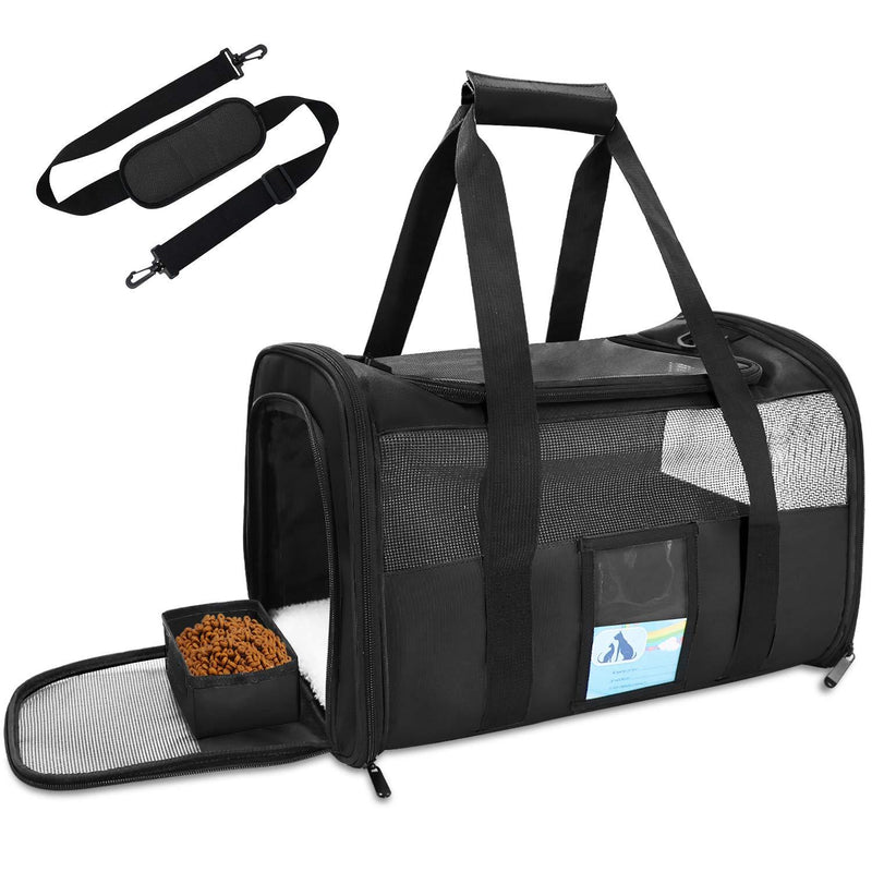 Refrze Pet Carrier Airline Approved, Cat Carriers for Medium Cats Small Cats, Soft Dog Carriers for Small Dogs Medium Dogs, TSA Approved Pet Carrier for Cats Dogs of 15 Lbs, Puppy Carrier,Black Black - PawsPlanet Australia