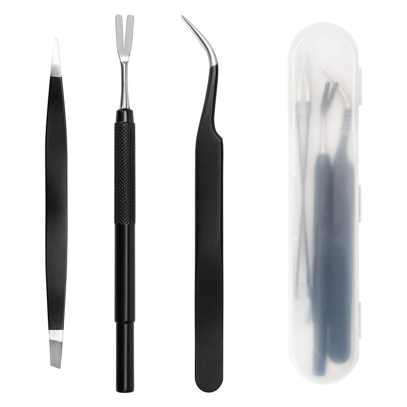 COITEK 3 in 1 Tick Remover Kit, Black Tick Remover Tweezers Stainless Steel Tick Remover Tools Set for Pet Dog, Cat, Human with Storage Box - PawsPlanet Australia