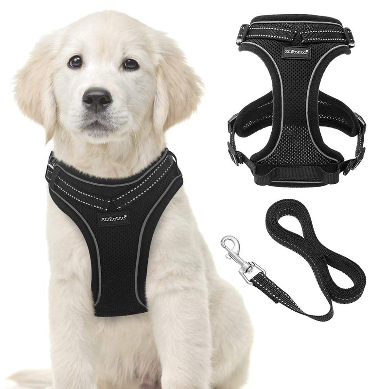 [Australia] - SCIROKKO Reflective Dog Harness and Leash Set for Puppies and Kittens, Soft Mesh Puppy Harness with Leash, Safe Adjustable Pet Vest for Outdoor Training Walking 