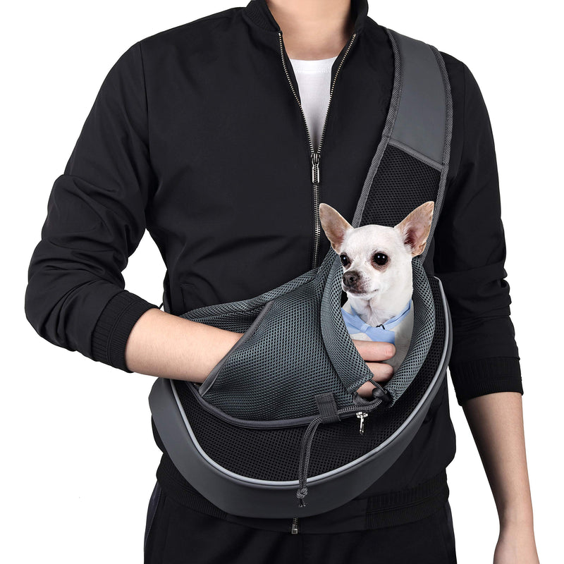 WOYYHO Pet Dog Sling Carrier Puppy Sling Bag Small Dogs Cats Carrier Adjustable Strap Mesh Hand Free Dog Satchel Carrier for Outdoor Travel Small (Pack of 1) A-Black - PawsPlanet Australia