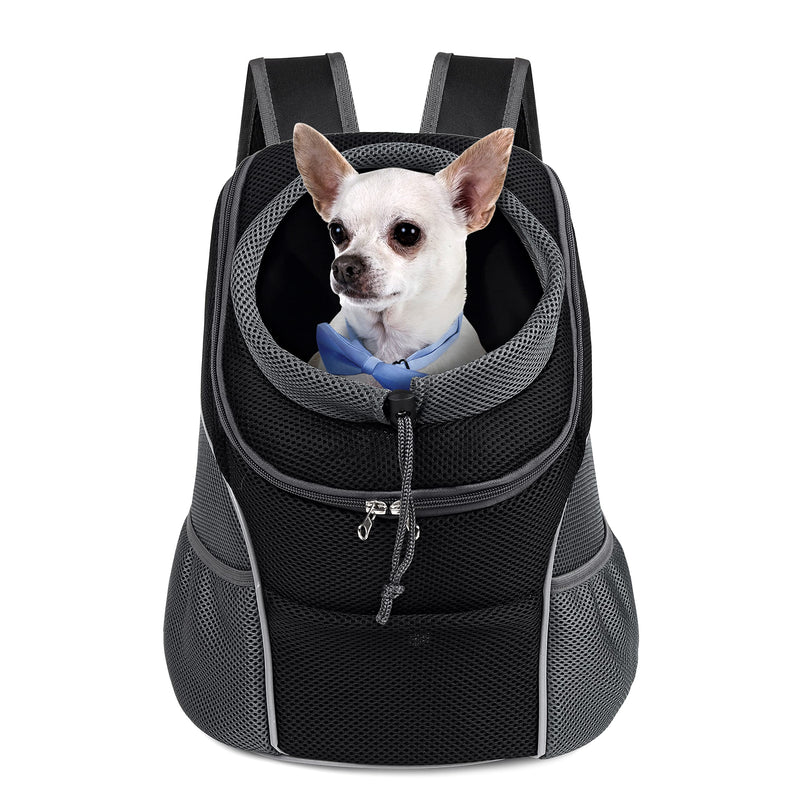 WOYYHO Pet Dog Carrier Backpack Puppy Dog Travel Carrier Front Pack Breathable Head-Out Backpack Carrier for Small Dogs Cats Rabbits Medium (Pack of 1) A-Black - PawsPlanet Australia
