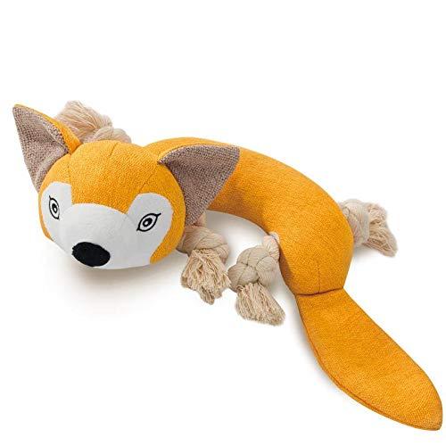 [Australia] - Blnboimrun Dog Toys Dog Plush Toys Dog Squeaky Toys with Crinkle Paper Partial Stuffed Chew Toys for Medium and Large Dogs(Fox Yellow) 