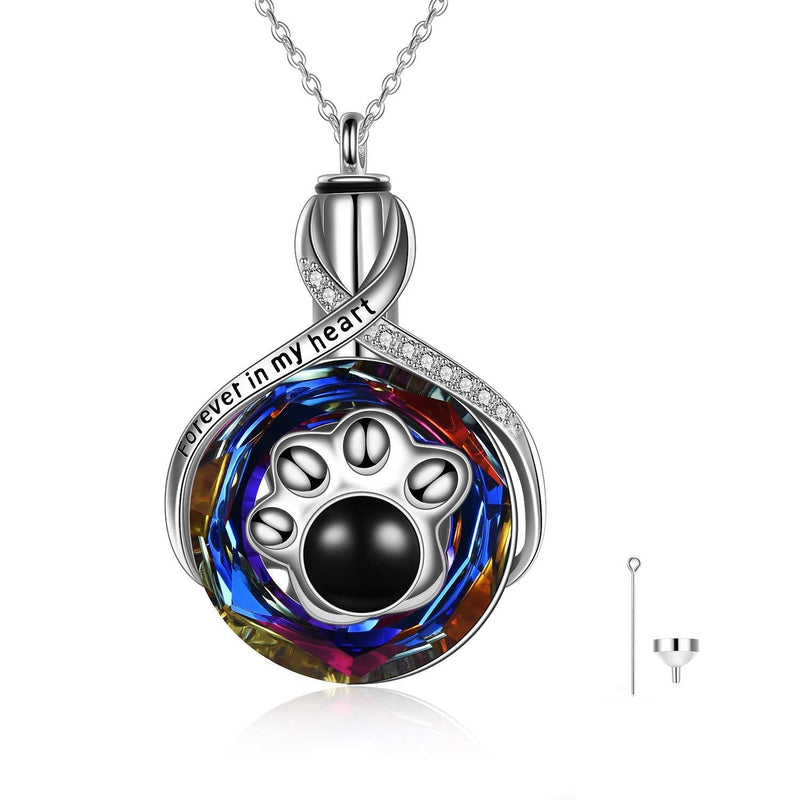 TOUPOP s925 Sterling Silver Urn Necklace Keepsake Ashes Memoorial Locket with Crystal Cremation Jewelry w/Funnel Filler,Engraved'Forever in My heart'on The Pendant Pet Urn Necklace - PawsPlanet Australia