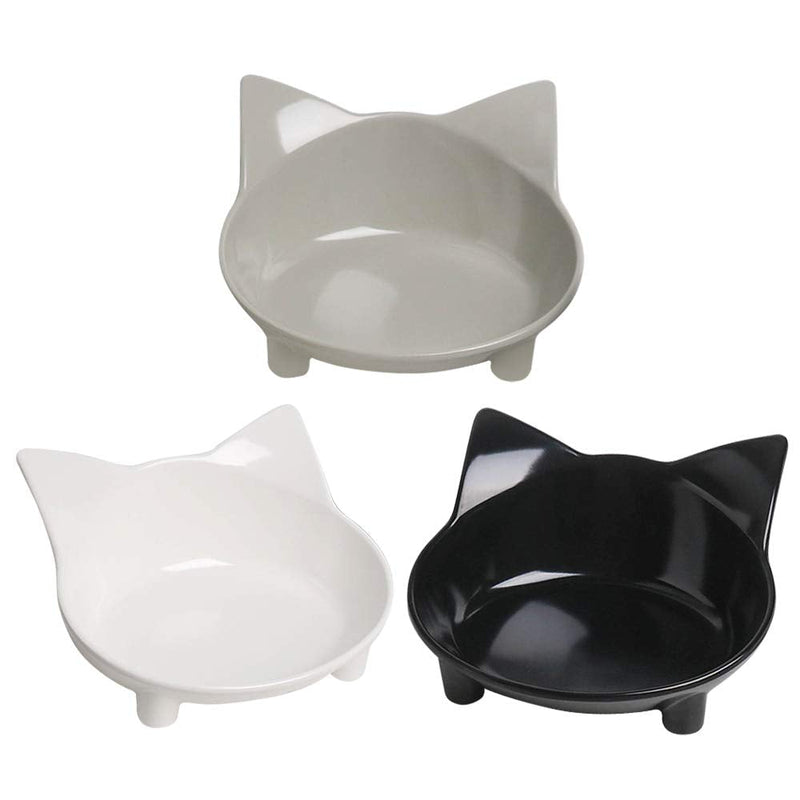Cat Bowls Cat Food Bowl Non Slip Pet Bowl Shallow Cat Water Bowl to Stress Relief of Whisker Fatigue,Dog Bowl Dish Cat Feeding Wide Bowls for Puppy Cats Small Animals(Safe Food-Grade Material) 3Black+White+Gray - PawsPlanet Australia