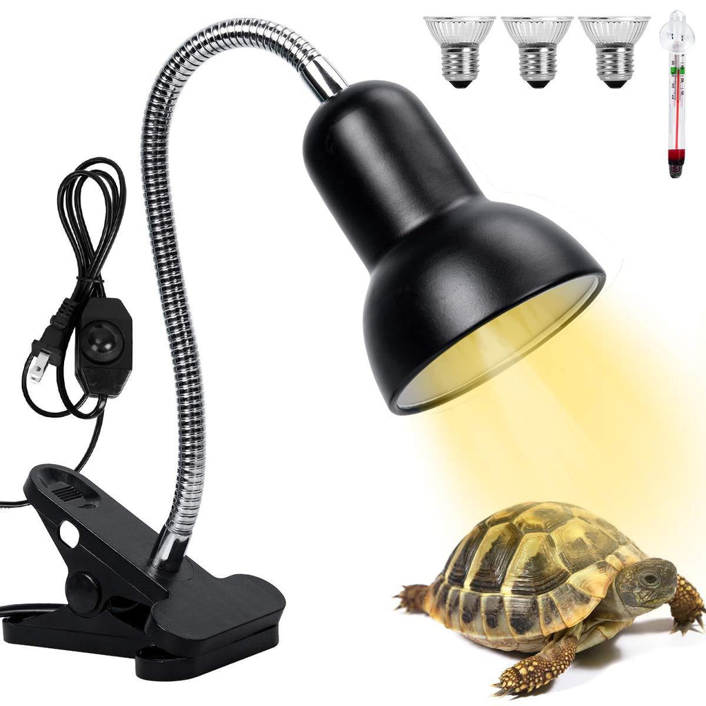 Reptile Heat Lamp with Dimmable Switch,Adjustable Basking Spot Heat Lamp for Animal Enclosures & Aquariums w/360° Rotatable Arm & Heavy-Duty Clamp –Suitable for Reptiles, Fish, Insects and Amphibians Black - PawsPlanet Australia