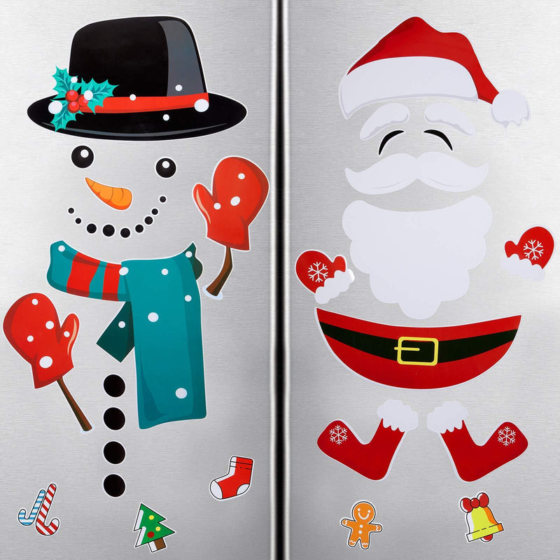 Patelai 2 Set Santa Snowman Refrigerator Magnets Cute Christmas Refrigerator Decorations Magnet Stickers for Fridge Garage Cabinets Metal Door - PawsPlanet Australia