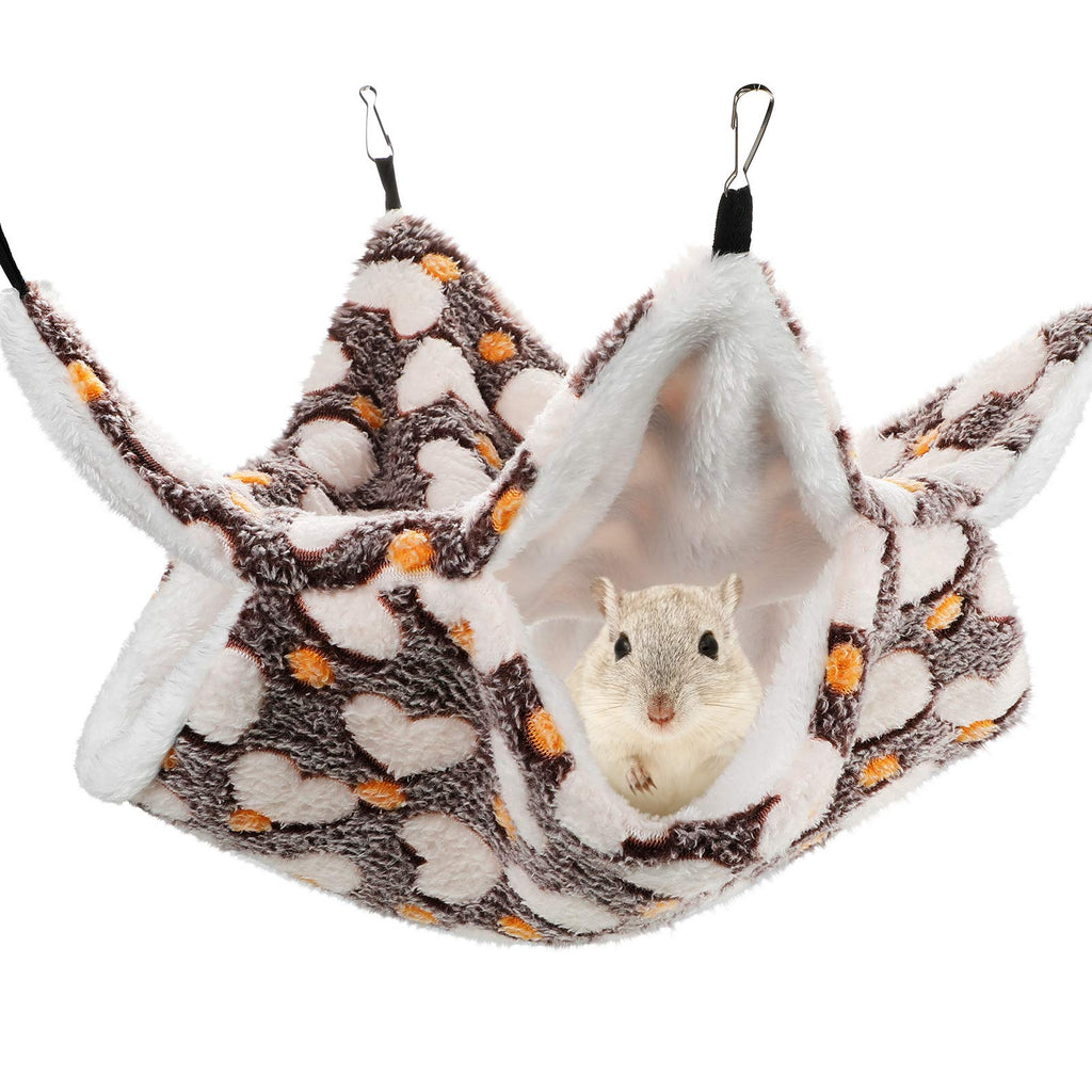 Small Pet Cage Hammock, Double-Layer Rat Hammock Hanging Bed, Warm Ferret Cage Hammock, Pet Swinging Bed for Sugar Glider Fleece Chinchilla Parrot Guinea Pig Squirrel Hamster Playing Sleeping Coffee - PawsPlanet Australia