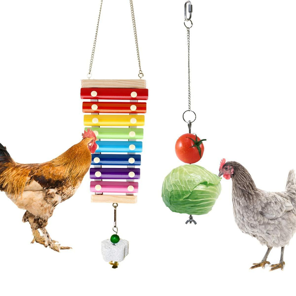 [Australia] - Vehomy Chicken Xylophone Toy Chicken Veggies Skewer Fruit Holder Chicken Vegetable Hanging Feeder Chicken Toys for Hens 2Pcs 