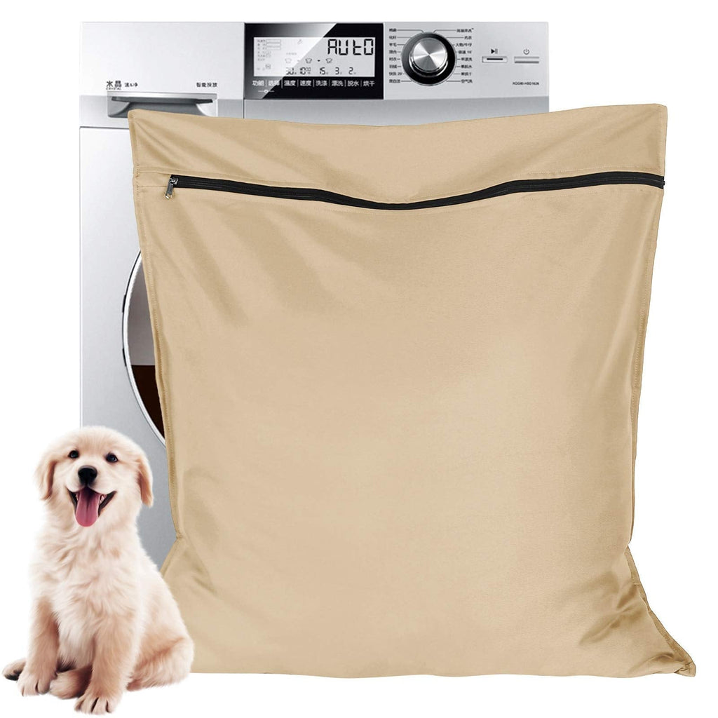 Auxsoul 1 Pack Pet Laundry Bag, Stops Pet Hair Blocking The Washing Machine, Big Size Wash Bag Ideal for Dog Cat Horse, Hair Remover Safely, Size 25.8'' 27.8'' (60 X 70cm) Beige - PawsPlanet Australia