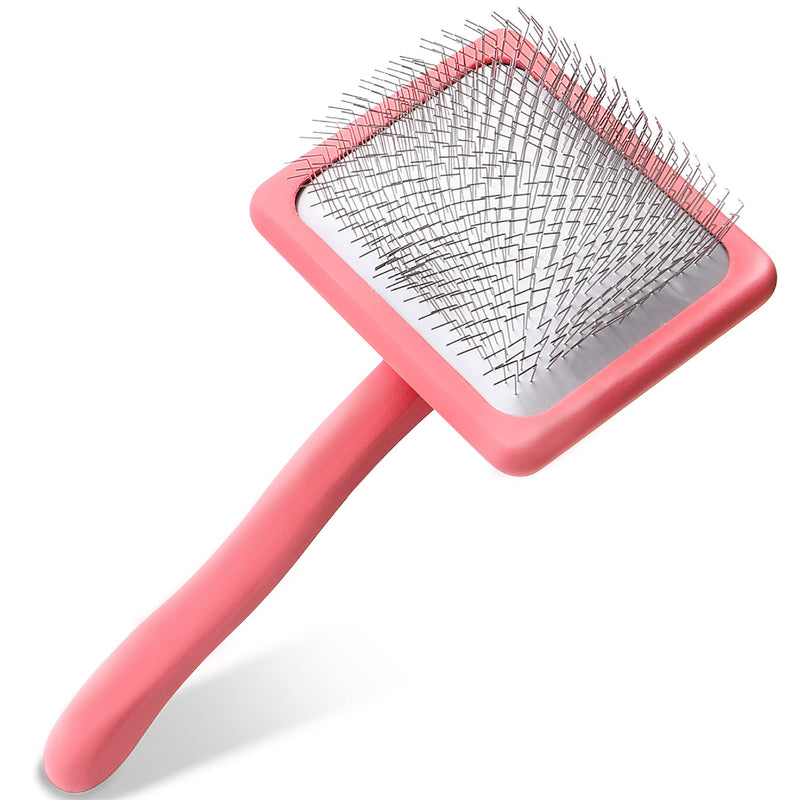 Pet Slicker Brush With Soft Massage Grooming Stainless Steel Pins - Slide This Universal Miracle Coat Slicker Brush for Dematting, Shedding Fur, and Undercoat - Professional Tool - Long Slicker Brush - Flying Pawfect - PawsPlanet Australia