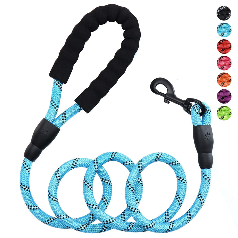 Petmegoo 5ft 1/2in Strong Blue Dog Leash for Large Dogs & Medium Size Dogs - Highly Reflective Heavy Duty Dog Rope Leash with Soft Padded Anti-Slip Handle- for 18-120 lbs Dogs 1/2" x 5 FT(18~120 lbs.) Baby Blue - PawsPlanet Australia