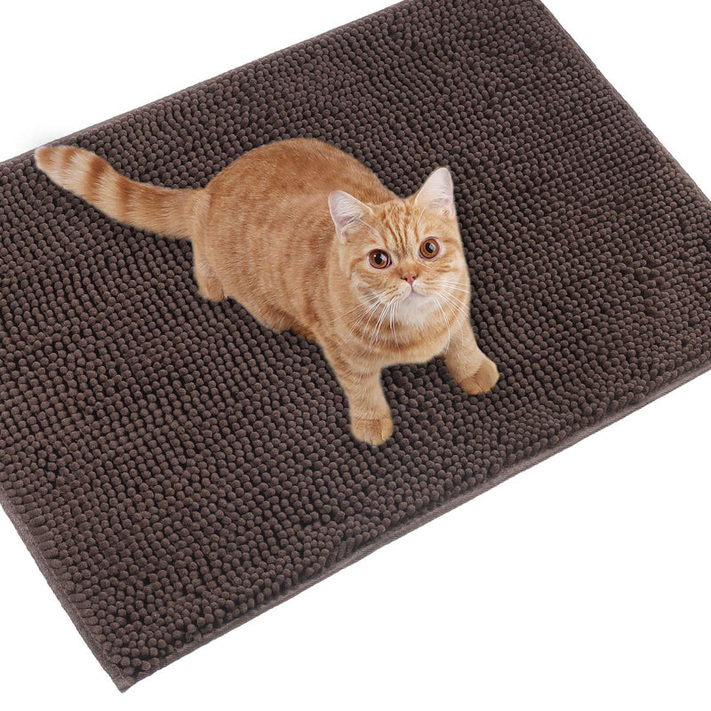 Vivaglory 3D Design Microfiber Cat Litter Mats Trap All Kind of Litter, 31"× 20" or 35"× 25" Large Litter Mat with Waterproof Back, Super Soft to Walk on, Machine Washable 31"× 20" Brown - PawsPlanet Australia