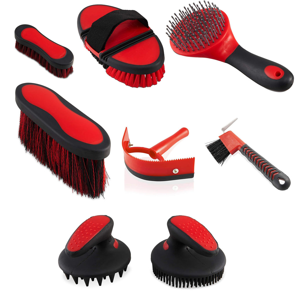 Horse Grooming Brushes Set - 8 Piece Equestrian Cleaning Tools Set For Horses & Ponies - PawsPlanet Australia