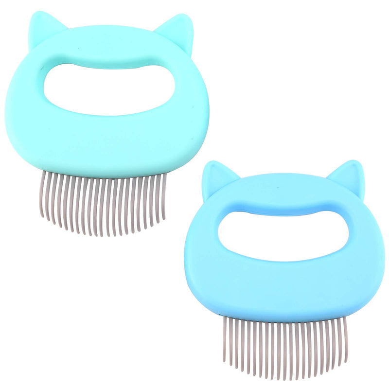 [Australia] - LUTER 2Pcs Cat Hair Shedding Grooming Combs, Deshedding Hair Remover Massage Brush Grooming Tool for Cats Dogs (Green, Blue) 
