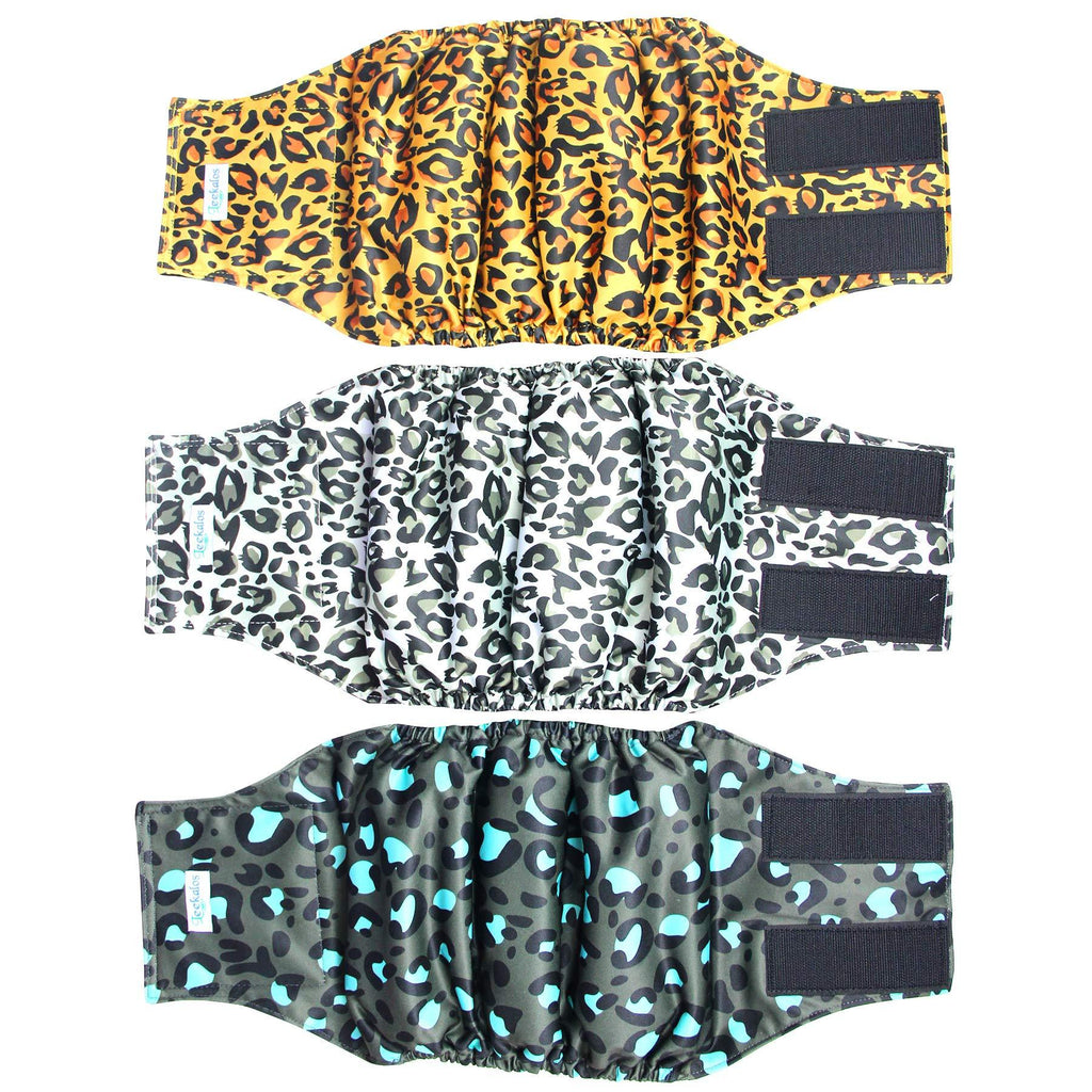 [Australia] - Leekalos Male Dog Diapers (3 Pack), High Absorbing Dog Belly Bands for Male Dogs, Washable Reusable Dog Male Wraps XX-Small Leopard 