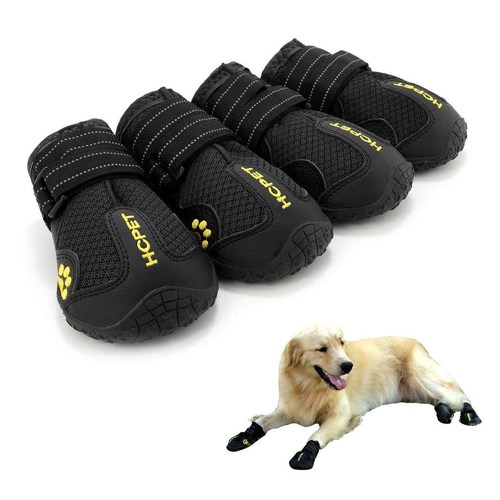 Hcpet Dog Boots Paw Protector, Anti-Slip Dog Shoes with Reflective Straps for Small Medium Large Puppy Booties 4Pcs Size 1 (Pack of 4) Black-Breathable - PawsPlanet Australia