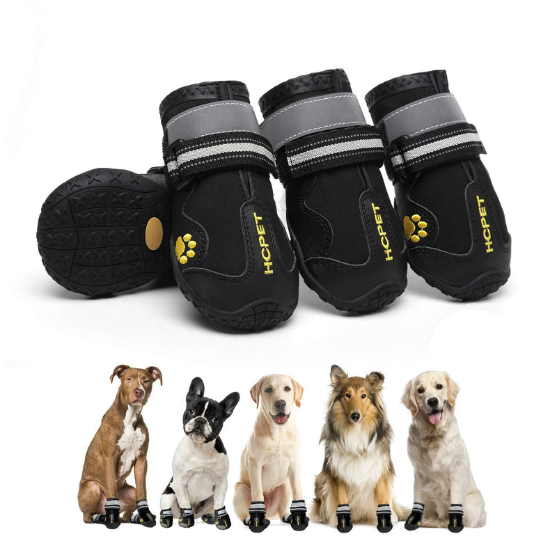 Hcpet Dog Boots, Waterproof Dog Shoes, Dog Booties with Reflective Rugged Anti-Slip Sole and Skid-Proof, Outdoor Dog Rain Boots for Small to Large Dogs, Four Ways Stretch Paw Protectors 4Ps Black 2: 2.4"x1.8"(L*W) for 26-30 lbs - PawsPlanet Australia