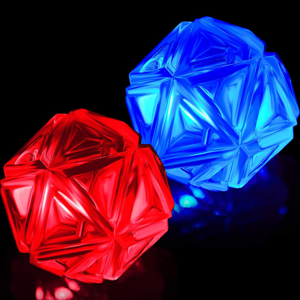 [Australia] - Weewooday 2 Pieces LED Light Up Dog Balls Pet Flash Bouncy Balls Dog Squeaky Balls Interactive Toys for Pets Dogs Party Favor, Blue and Red 