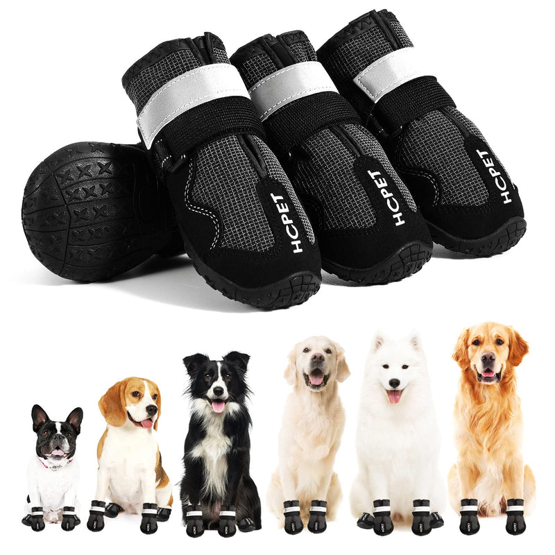 Hcpet Dog Boots Paw Protector, Anti-Slip Dog Shoes with Reflective Straps for Small Medium Large Puppy Booties #1 (width 1.57 inch) for 10-23 lbs Black-Mesh - PawsPlanet Australia