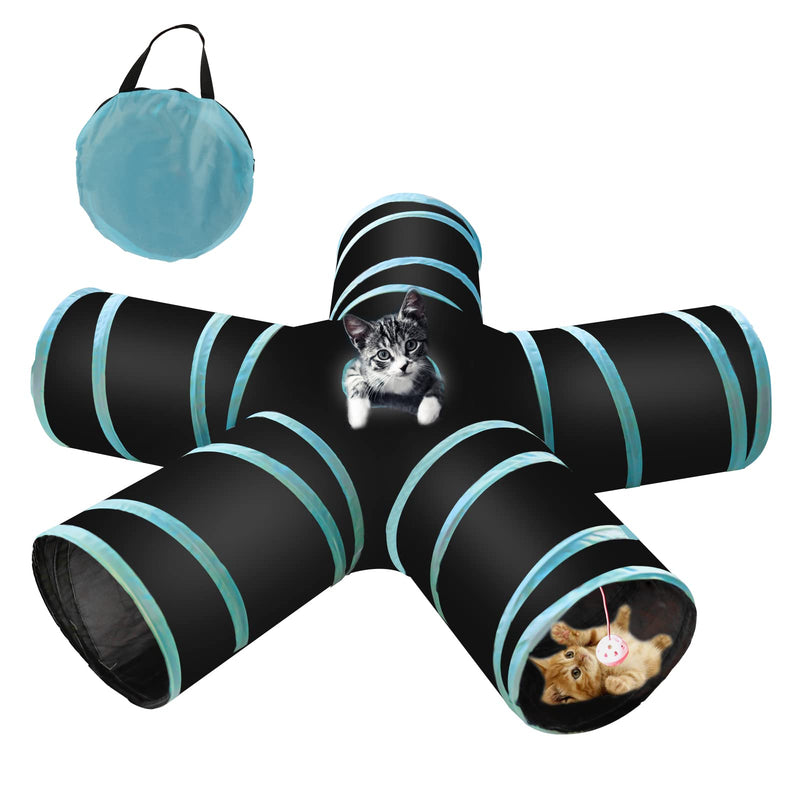 PetierWeit Cat Tunnel Toy 5 Way, Premium 5 Way Collapsible Pet Play Tunnel Tube with Bell for Cats, Puppy, Rabbits, ect - PawsPlanet Australia