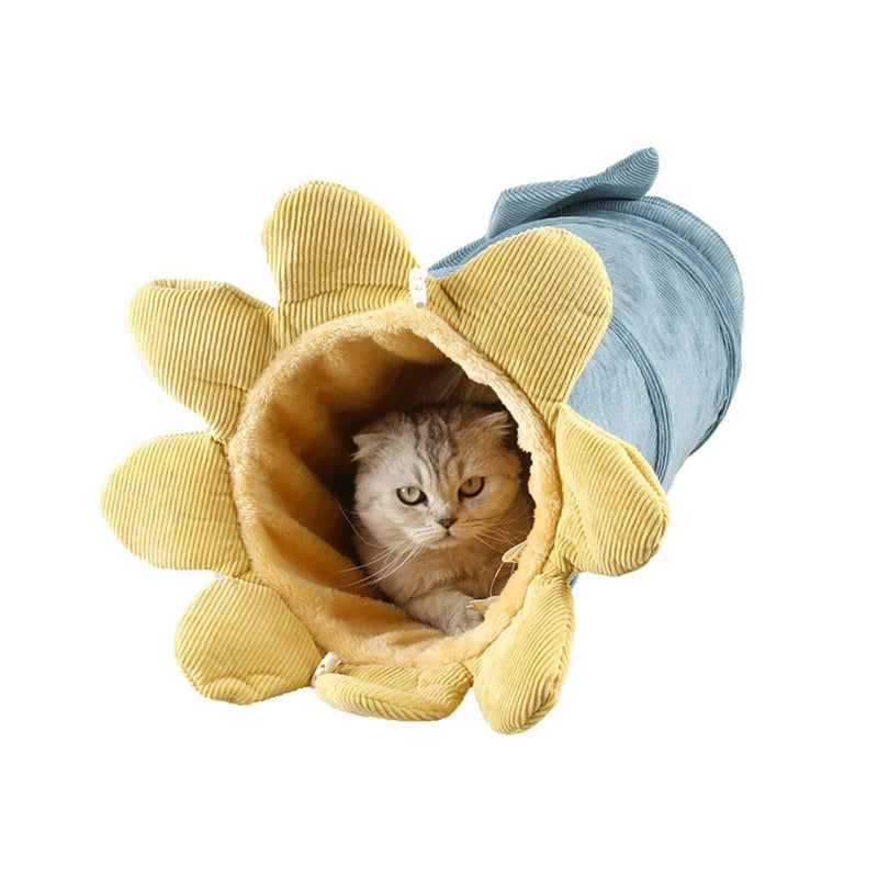 Funny Day Collapsible Comfortable Cat Tunnel Tube-Cat Toy Tube Can Double as a Soft Cat Bed blue-2 - PawsPlanet Australia