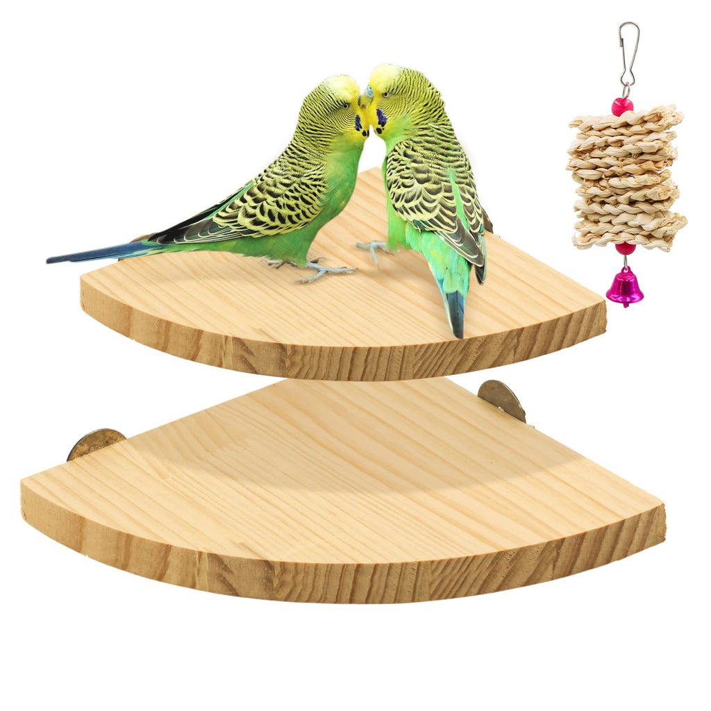 suruikei 2 Pack Bird Perch Platform, Parrot Stand Sector Playground Wood Perch Stand Toy Cage Accessories Exercise Toy for Parakeet Conure Cockatiel Budgie Gerbil Rat Mouse Chinchilla Hamster Set 2 - PawsPlanet Australia