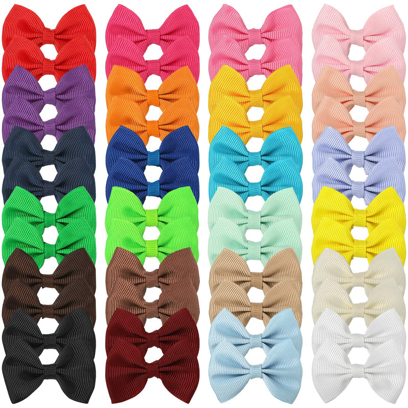 XIMA 48PCS（24pairs Dog's Hair Bows Clips,Small Handmade Hair Accessories Bow Pet Puppy for Doggies Cat Kitten Rabbit Grooming Accessories Mixcolors-48pcs bows hair clip - PawsPlanet Australia
