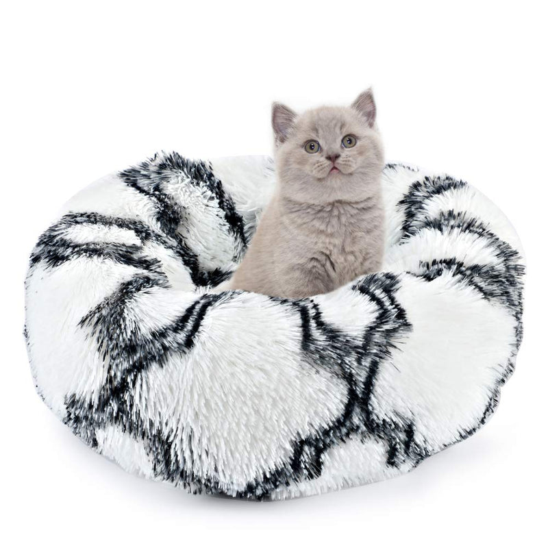 [Australia] - EMUST Pet Cat Bed Dog Bed, 5 Sizes for Small Medium Large Pet Cats Dogs, Round Donut Cat Beds for Indoor Cats, Anti-Slip Marshmallow Dog Beds, Multiple Colors 40cm-15.7‘’ black and white 