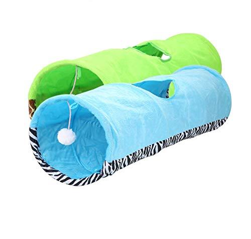 MJEMS Cat Tunnel with Play Ball, Small Pet Interactive Peek-a-Boo Chute Cat Tube Toy, Camouflage S-Tunnel for Indoor Cat, Best for Puppy, Kitty, Kitten, Rabbit, Hideout Winter Warm Velvet Cage Blue - PawsPlanet Australia