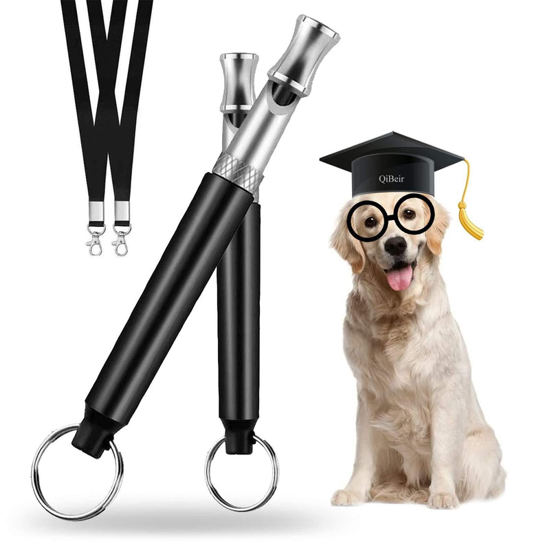 [Australia] - QiBeir Dog Whistle to Stop Barking, Professional and Effective Barking Control Training Device, Adjustable Ultrasonic Frequency Behavior Training Tool 2 Pack with 2 Free Trainer Aid Lanyards 