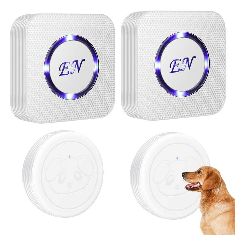 EverNary Dog Door Bell Wireless Doggie doorbells for Potty Training with Warterproof Touch Button Dog Bells Included Receiver and Transmitter 2 Transmitters + 2 Receivers(White) - PawsPlanet Australia