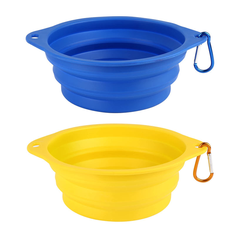 Collapsible Dog Bowl, 2 Pack Portable Travel Dog Bowls, 25oz Fodable Silicone Bowls for Dogs Cats, Depets Collapsible Pet Feeding Watering Dish with 2 Carabiners - PawsPlanet Australia