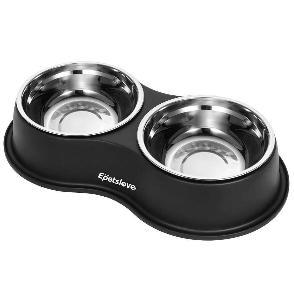 Dog Bowls Double Stainless Steel Dog Water and Food Bowls with Non-Slip Resin Station, Pet Feeder Bowls for Puppy Medium Dogs Cats - PawsPlanet Australia