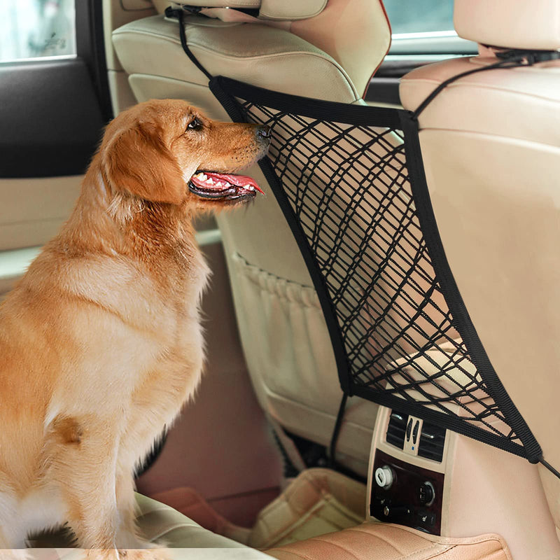AUTOWN Dog Car Barrier, Dog Net for Car Between Seats, Pet Net Barrier Front Seat, Car Mesh Barrier Back Seat, Universal Stretchy Car Seat Storage Mesh Net 14 in ×15.8 in - PawsPlanet Australia