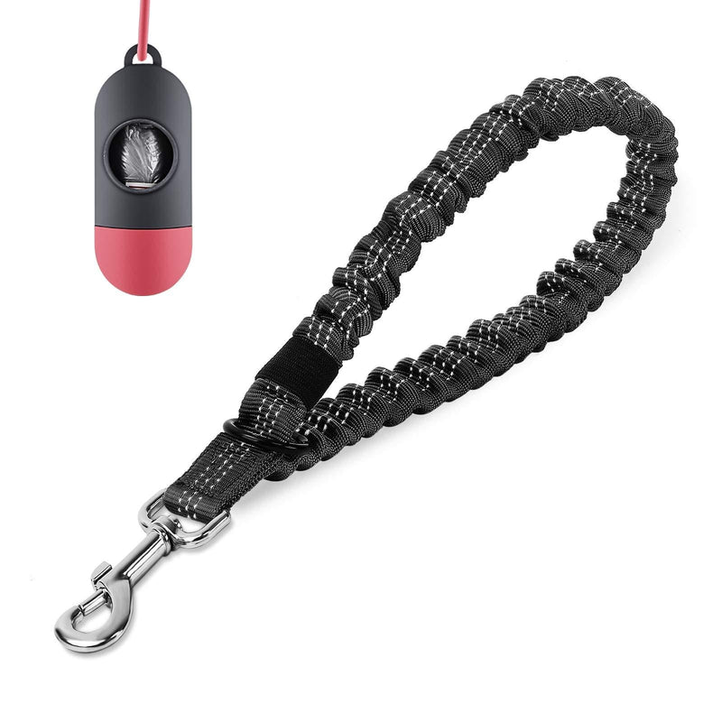 [Australia] - PAWDAY Multifunction Dog Leash Dog Shock Absorber Extension Leash Bungee Attachment, Strong Leash with Highly Reflective Threads, Prevent Injury on Arm or Save Dogs from Getting Hurt S Black 