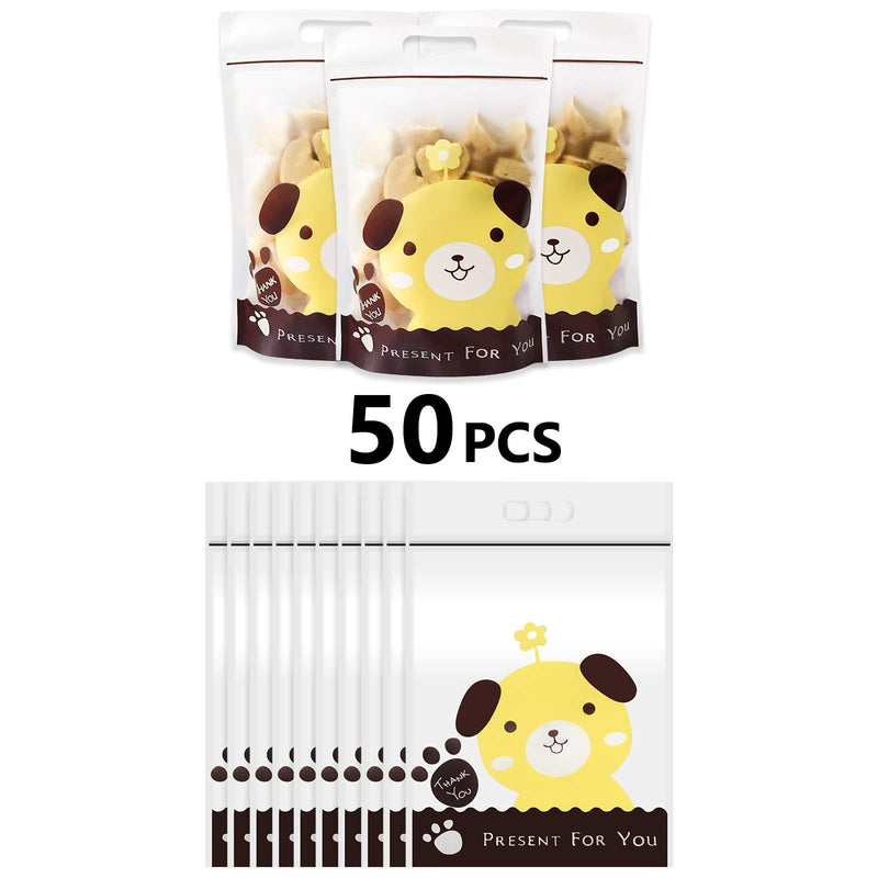 [Australia] - YIGWANG 50 Pcs Dog Treat Bags, Dog Treat Packaging Bags with Convenient Handles for Food Storage, Dog Gift Bag on Puppy Dog Birthday Party 