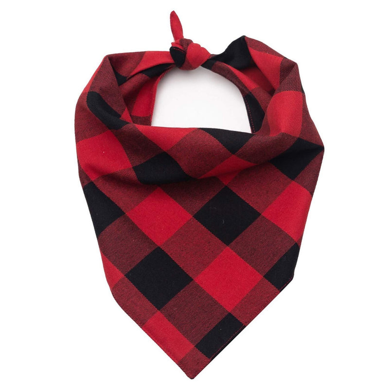 [Australia] - YBXZ Buffalo Plaid Dog Bandanas 1Pack,Red Flannel Cotton Bandanas Scarfs Triangle Bibs for Small Medium Large Size Dogs and Cats Double Layer Thickening Washable 