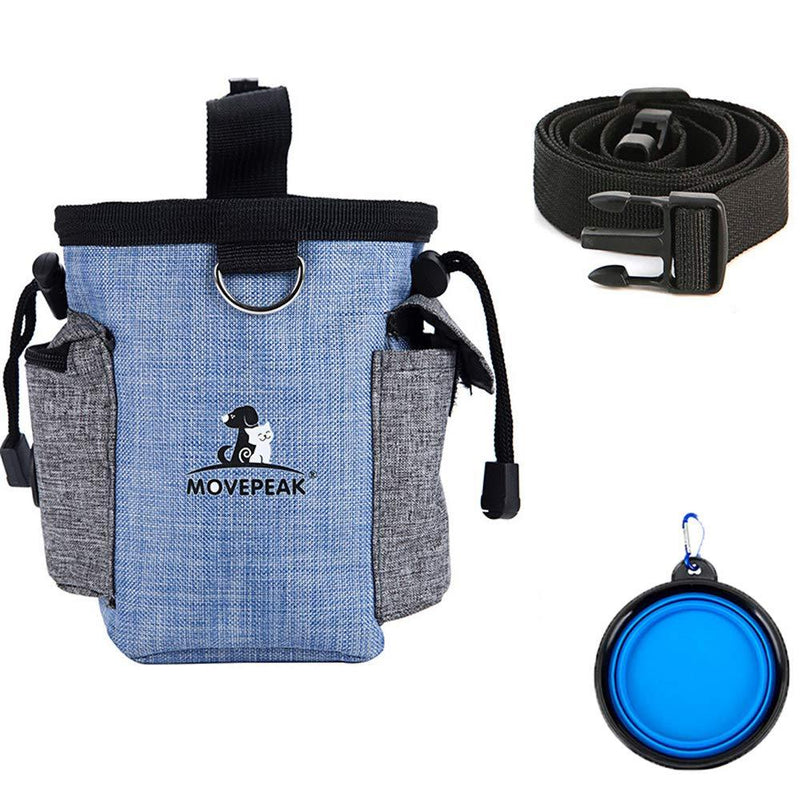 [Australia] - Enkarl Dog Treat Pouch, Dog Treat Bag with Dog Bowl for Training Small to Large Dogs, Easily Carries Pet Toys, Kibble, Treats Blue 