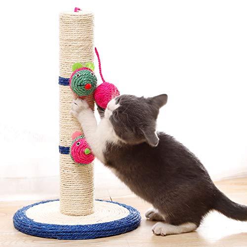 WANTRYAPET 16" Tall Cat Scratching Post for Indoor Cats, Claw Scratcher Post with Sisal Rope, Durable Cat Furniture for Small Cats, Kitty Scratching Post with Hanging Ball,Cat Interactive Toys - PawsPlanet Australia