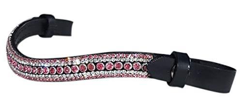 Equipride EQUIPIRDE BLING BROWBAND QUICK RELASE FOR BRIDLES BEAUTIFUL DIAMANTE PINK Cob (15") Bllack Leather - PawsPlanet Australia