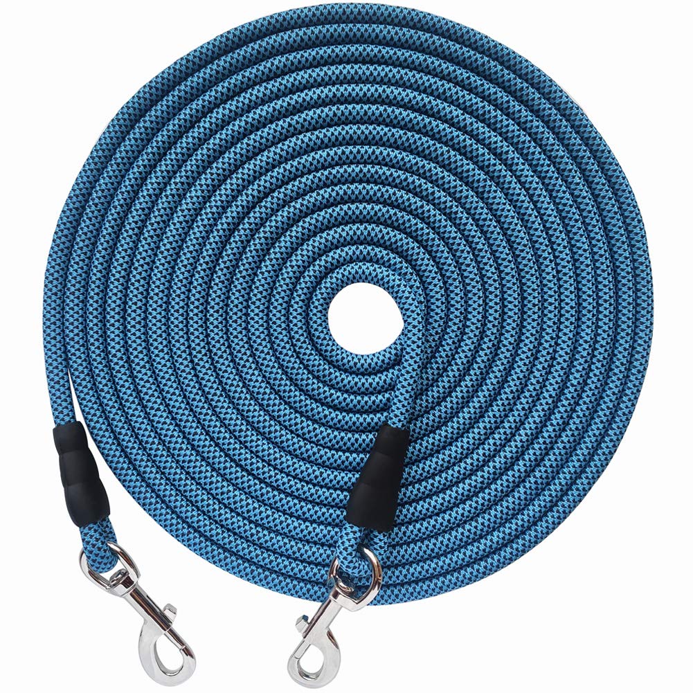 YUCFOREN Check Cord/Tie Out Long Rope Leash for Dog Training 15FT 20FT 26FT 40FT Obedience Recall Training Agility Lead for Large Medium Small Dogs, Great for Training, Camping, Playing, Backyard Black blue - PawsPlanet Australia