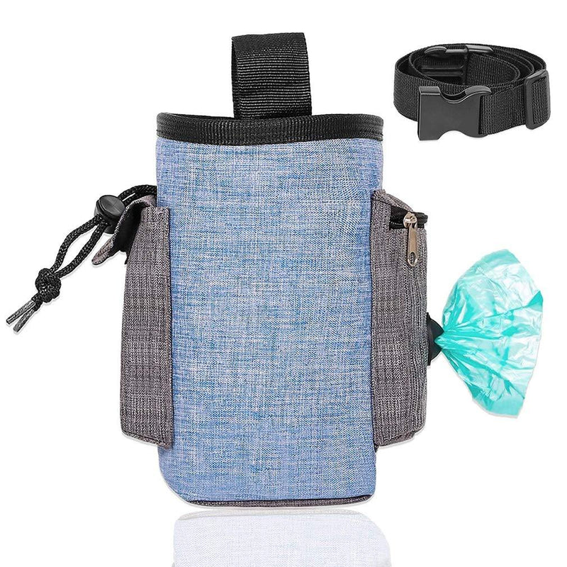 minghaoyuan Dog Treat Pouch Bag, Portable Pet Training Pouch Hands-Free with Adjustable Waistband, Dog Food Storage Bag for Walking Travelling Hiking or Outdoor Use (Blue) Blue - PawsPlanet Australia